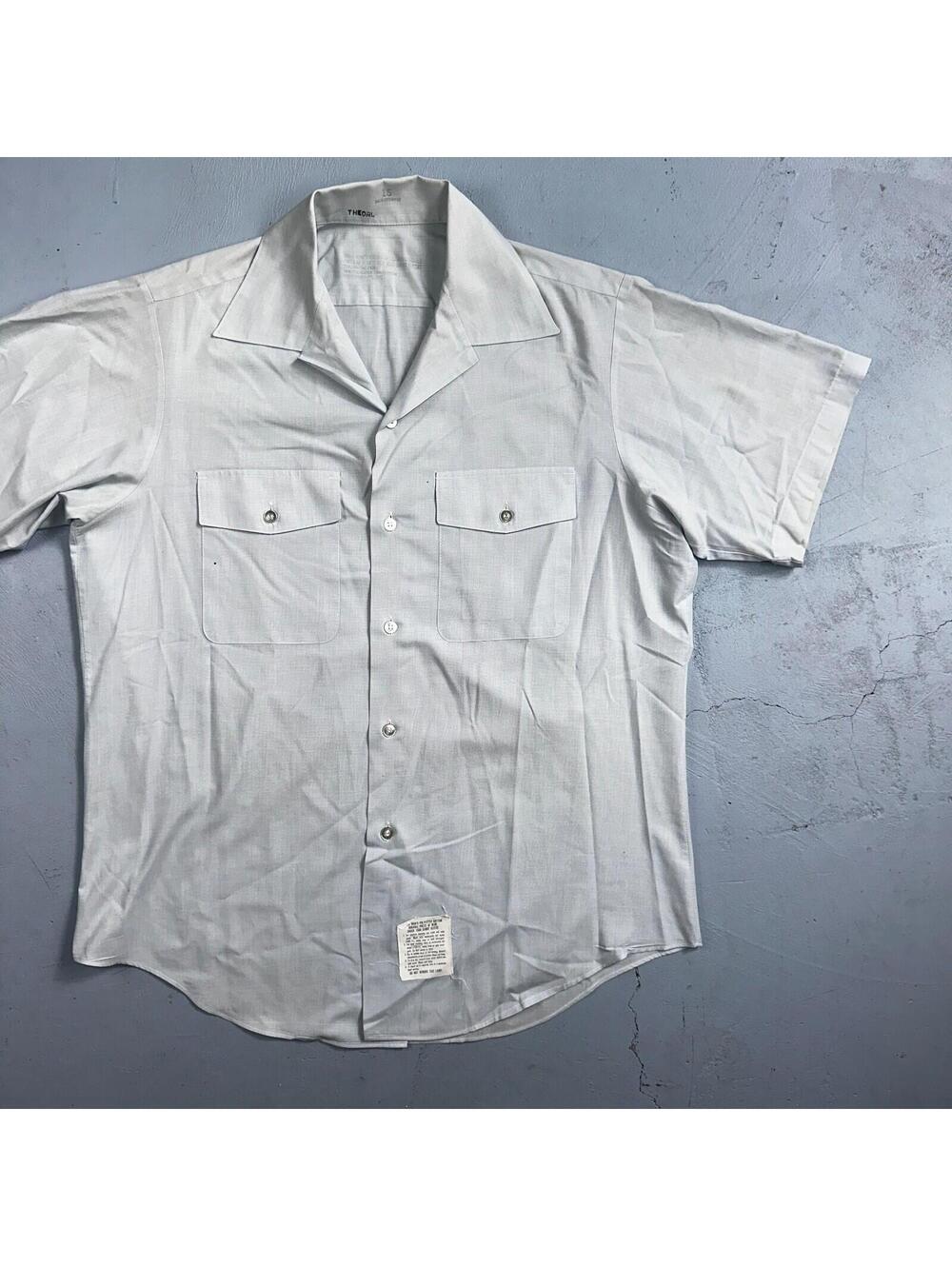 1973 US Army Vietnam War Men Blue Button Long Sleeve Shirt 16 DSA-100 1970s 70s